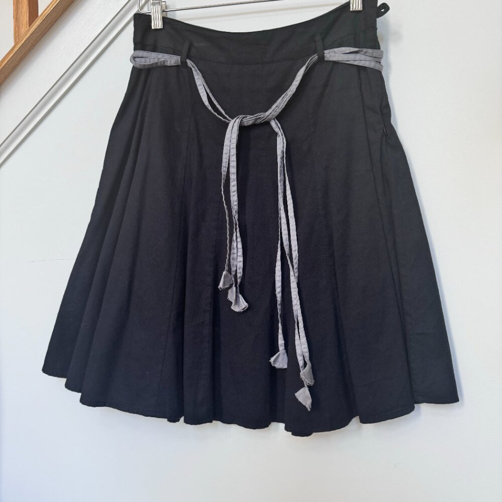 Cotton Midi Skirt with Tassel Belt